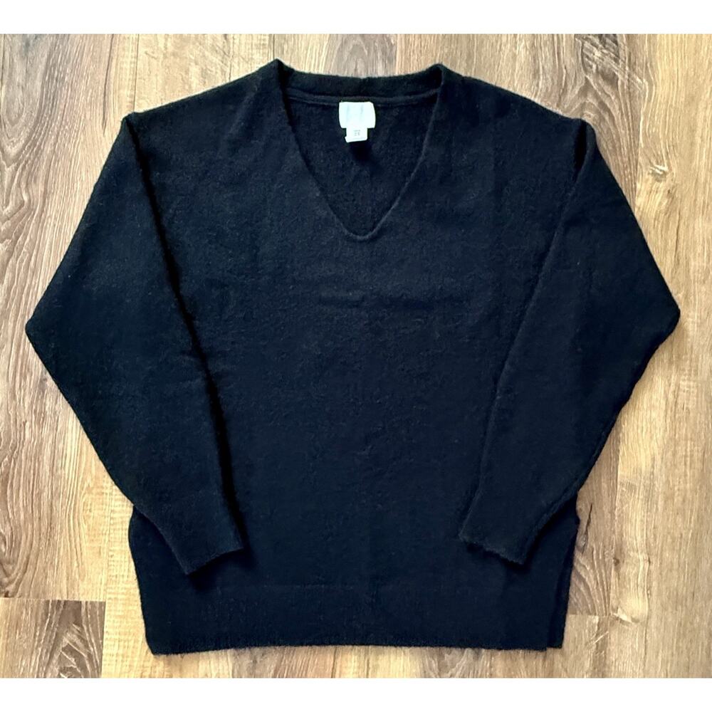 Sweater Womens Size XS Black V-Neck Pullover Poly, Wool Blend GUC